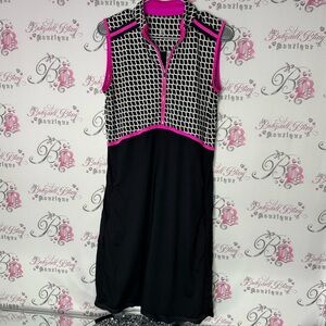 tail dress tennis style zip up black white pink preppy athletic stretchy